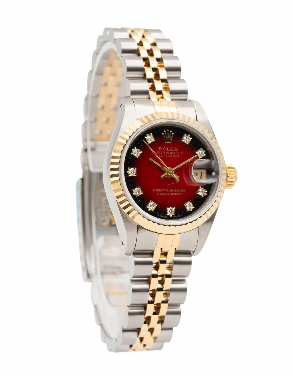 Iconic Rolex Datejust 26mm Two-Tone Gold Jubilee Automatic Red Dial 1988