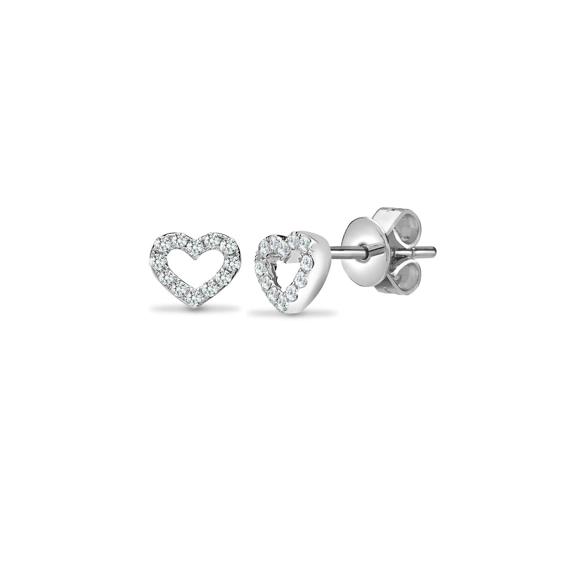 18ct White 0.14ct Diamond Heart Earrings