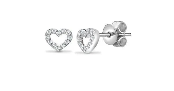 18ct White 0.14ct Diamond Heart Earrings