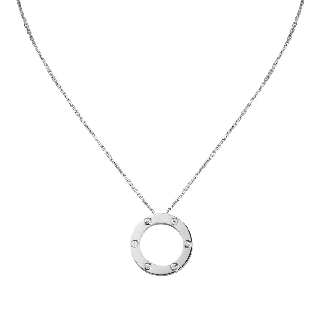 Cartier Love Pendant: Exquisite 18ct White Gold with 3 Dazzling Diamonds