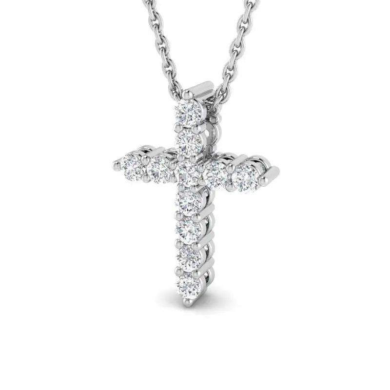 Round cut Diamond Cross Pendant MK Jewellers