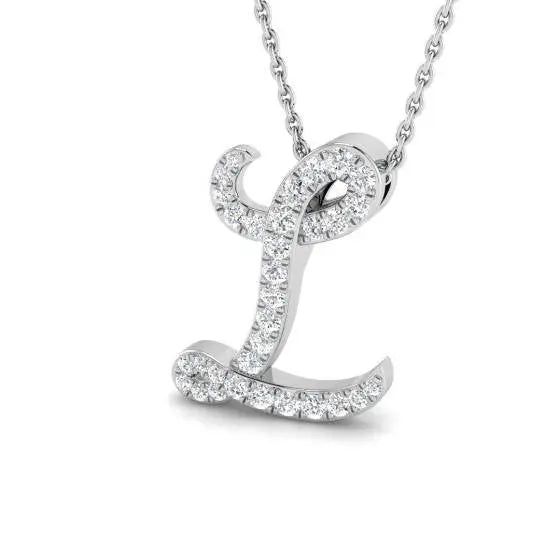 'L' Round Cut Diamond Initials Pendant MK Jewellers
