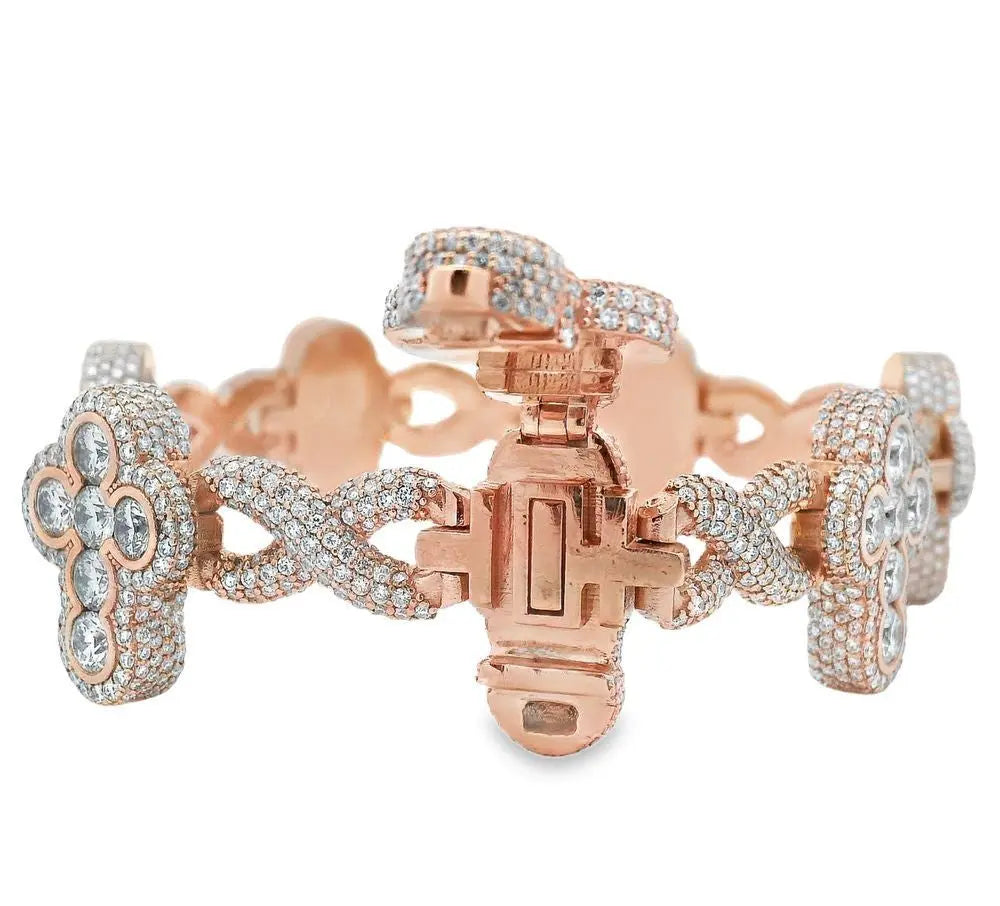 Gold Iced Cross Bracelet