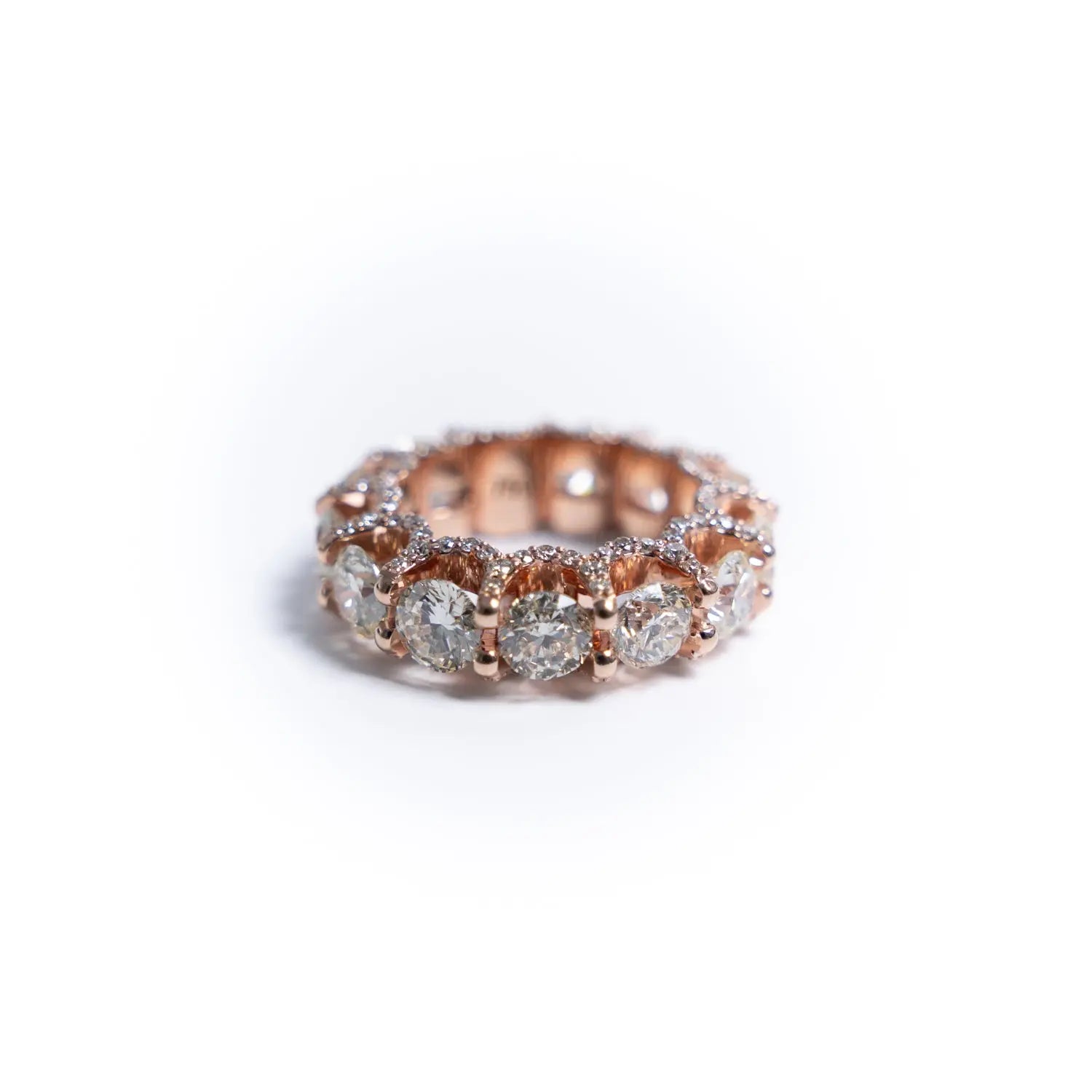Men's 10K Rose Gold Infinity Band Ring with Brilliant 13 Carat Diamonds