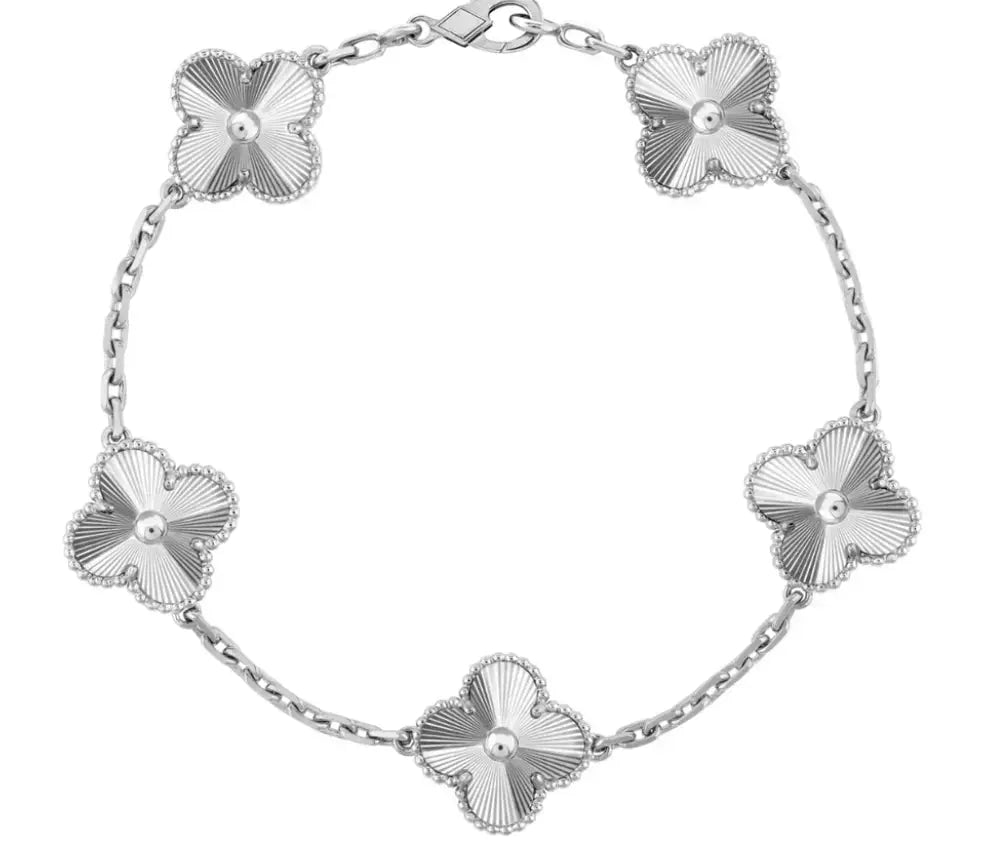Inspired 5 Clover Mini Bracelet Solid White Gold MK Jewellers