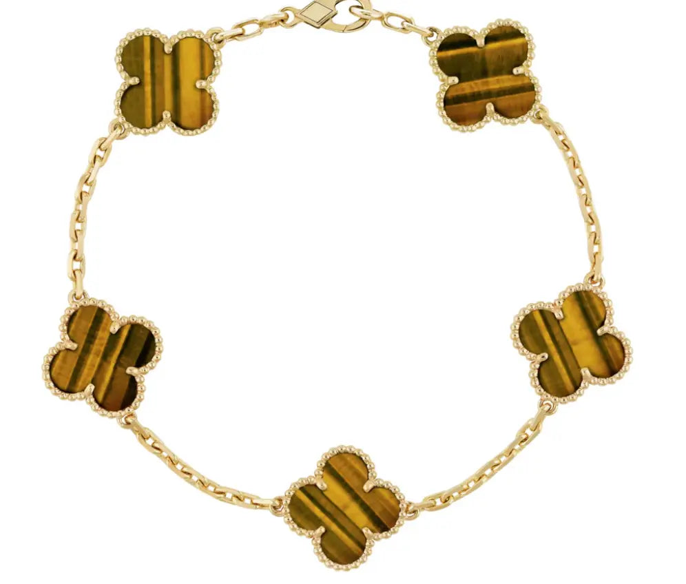 Inspired 5 Clover Mini Bracelet Tiger Eye MK Jewellers