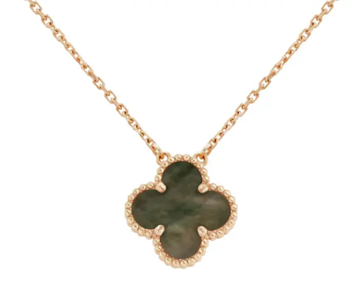Inspired Single Clover Necklace Rose Gold Tahitian Mother Of Pearl MK Jewellers