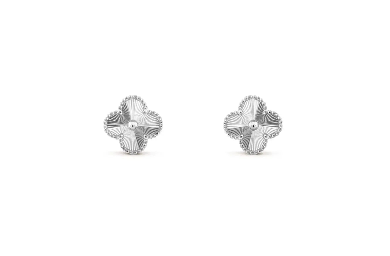 Inspired Clover Mini Earrings Solid White Gold MK Jewellers