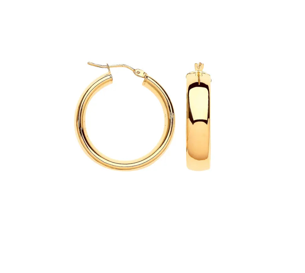 25mm Court Shape Tube Hoop Earrings MK Jewellers