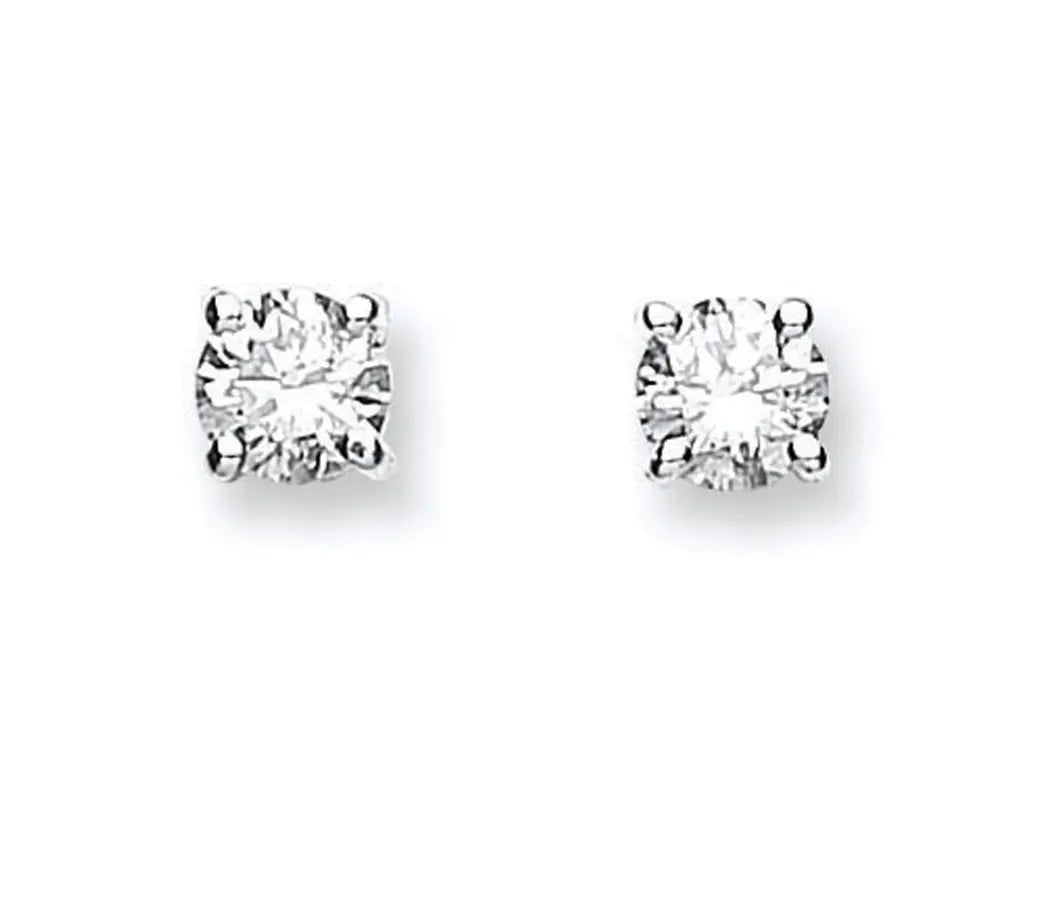 18ct White Gold 0.50ct Claw Set Diamond Stud Earrings MK Jewellers