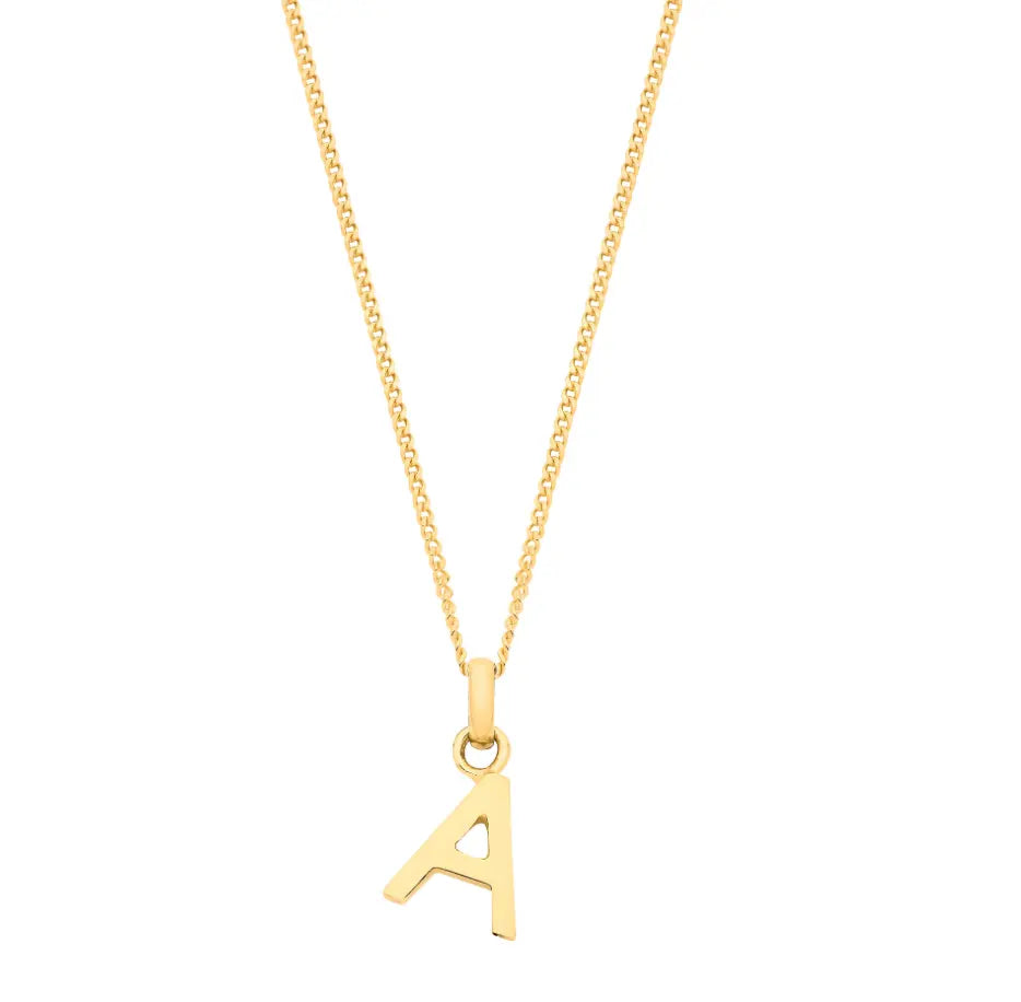 'A' Small Plain Initial on 18" Curb Chain MK Jewellers