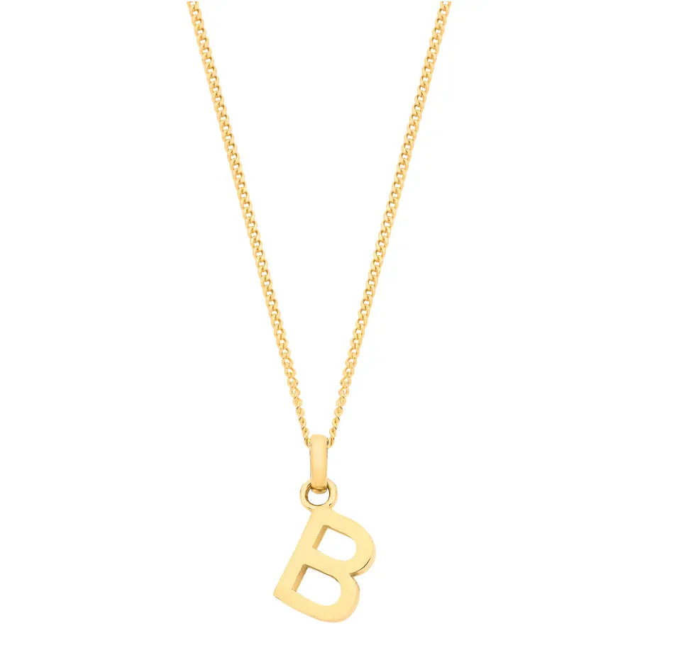 'B' Small Plain Initial on 18" Curb Chain MK Jewellers