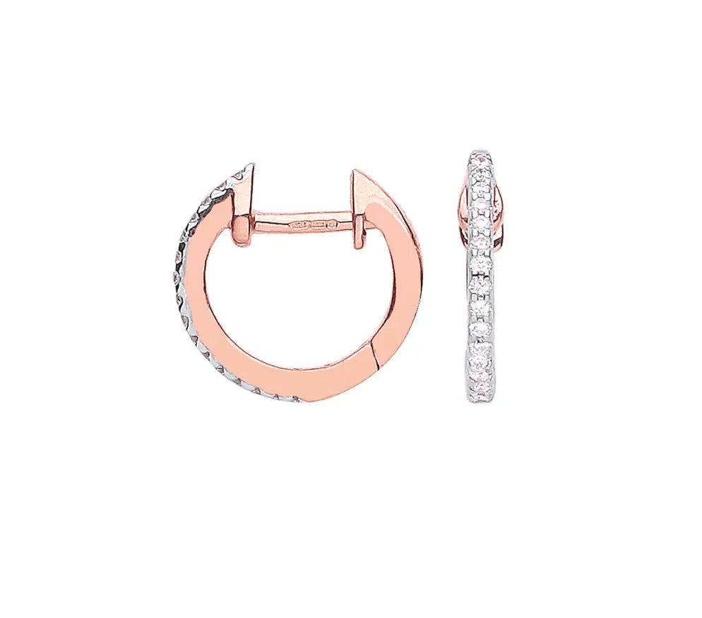 9ct Rose Gold 0.10ct Diamond Earrings MK Jewellers