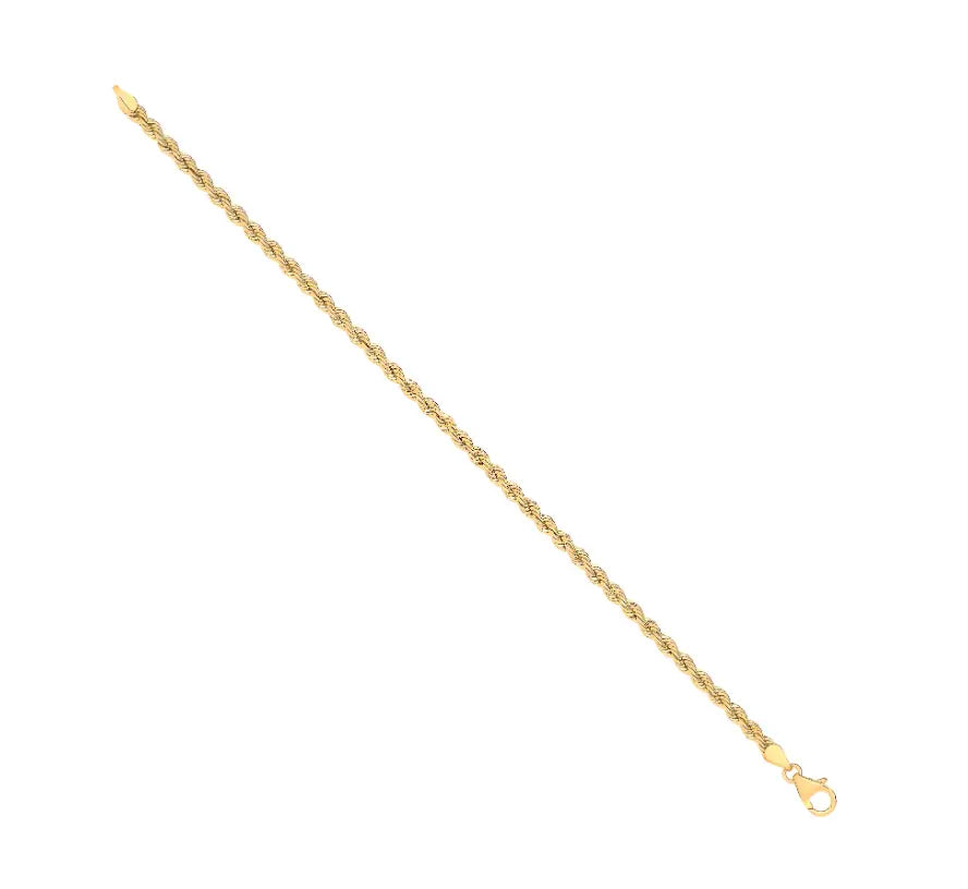 14ct Yellow Gold Hollow Rope 3.3mm Chain MK Jewellers