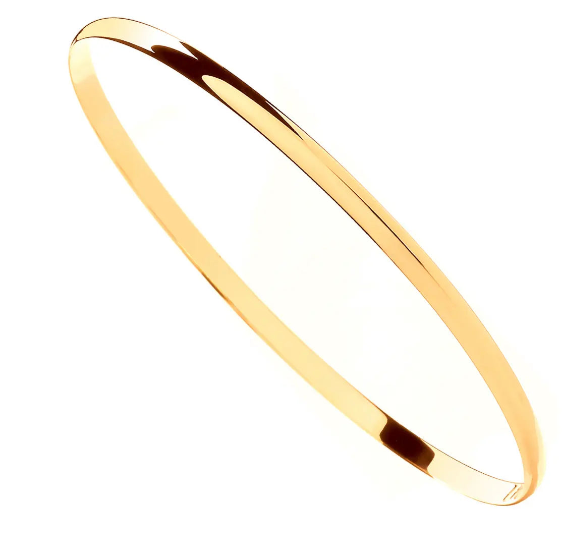 9ct Yellow Gold 3mm Plain D-Shape Ladies Bangle MK Jewellers