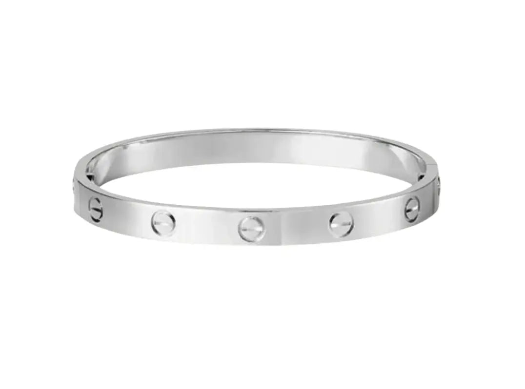 Inspired Thick Screw-Style White Gold Bracelet MK Jewellers