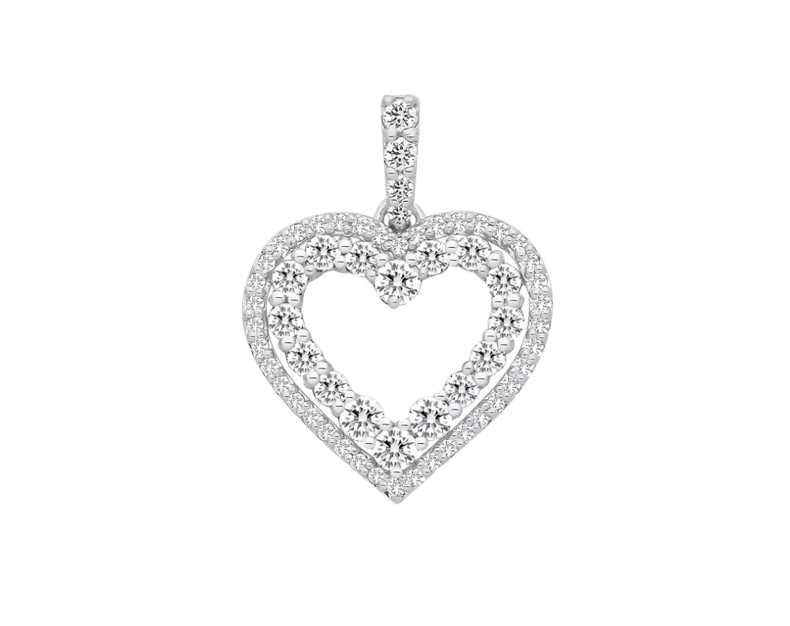 9ct White Gold 0.50ctw Heart Pendant MK Jewellers