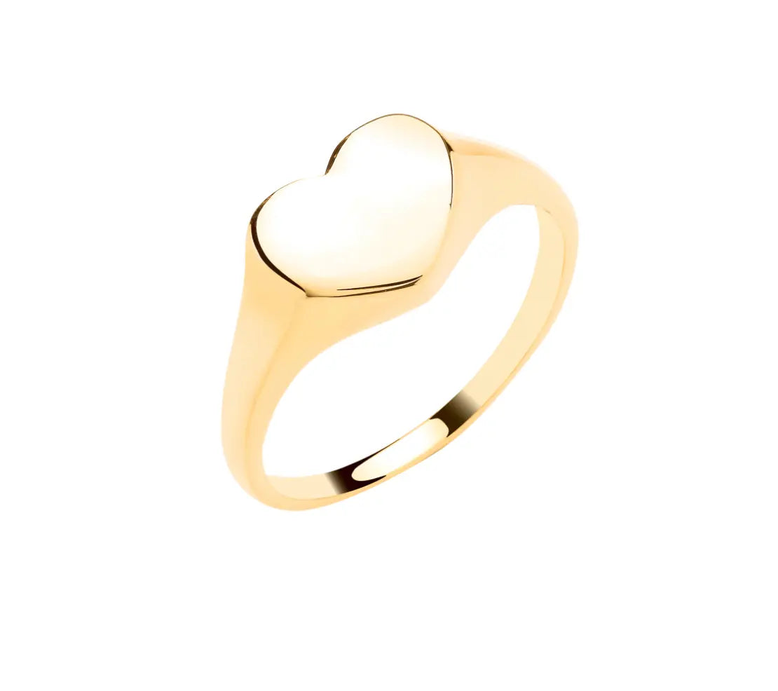 Yellow Gold Heart Signet Ring MK Jewellers