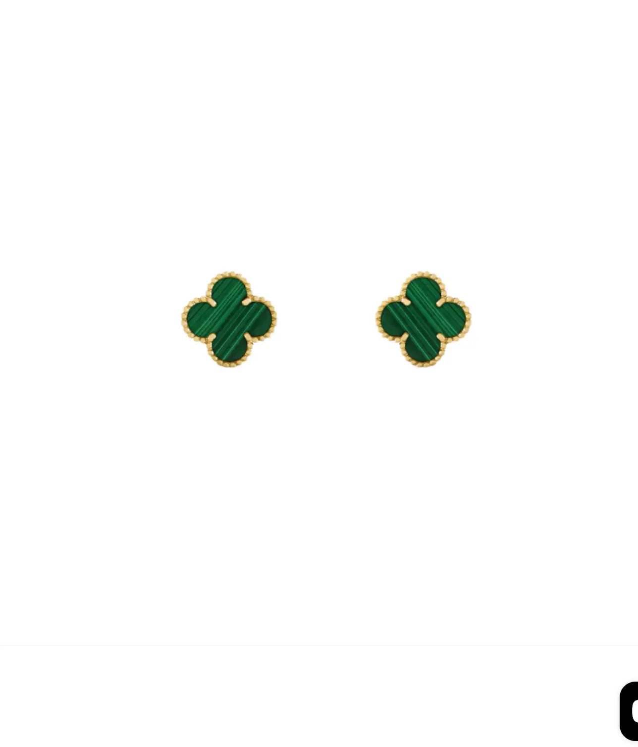 Inspired Clover Mini Earrings Yellow Gold Malachite MK Jewellers