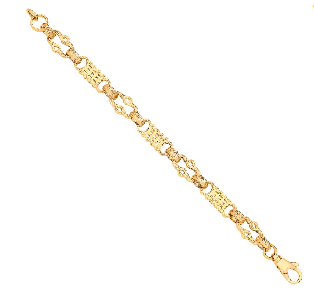 Yellow Gold Stars & Bars Bracelet MK Jewellers