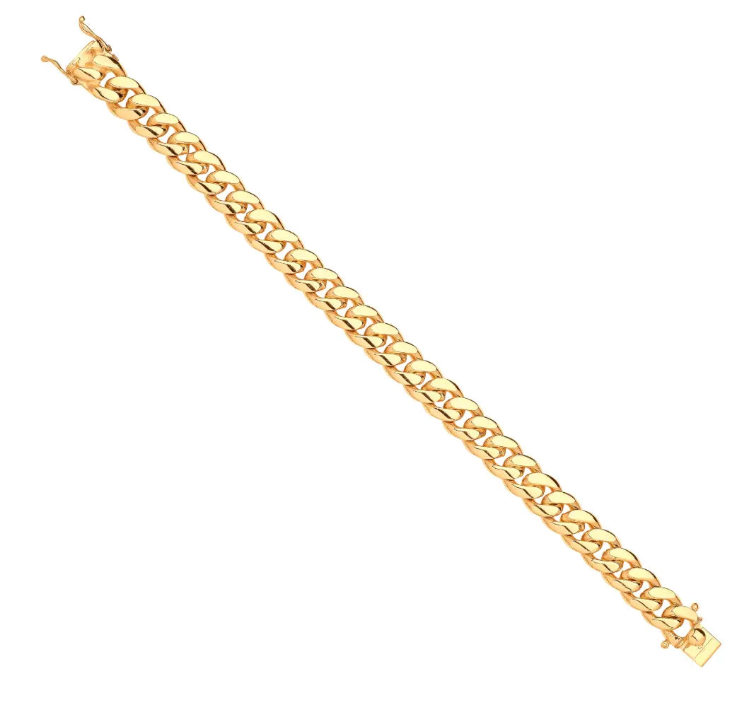 Yellow10mm Cuban Link Solid Bracelet MK Jewellers