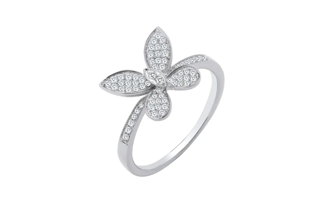 9ct White Gold 0.27ct Butterfly Ring MK Jewellers
