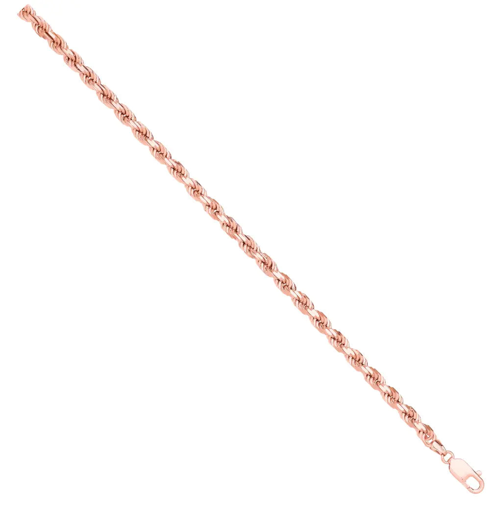 Rose Gold D/C 5.2mm Solid Rope Chain MK Jewellers
