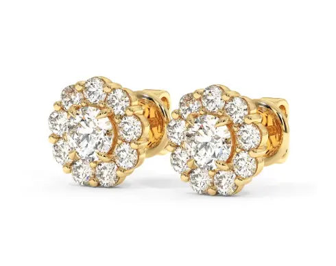 18k Yellow Gold Cluster Earrings MK Jewellers