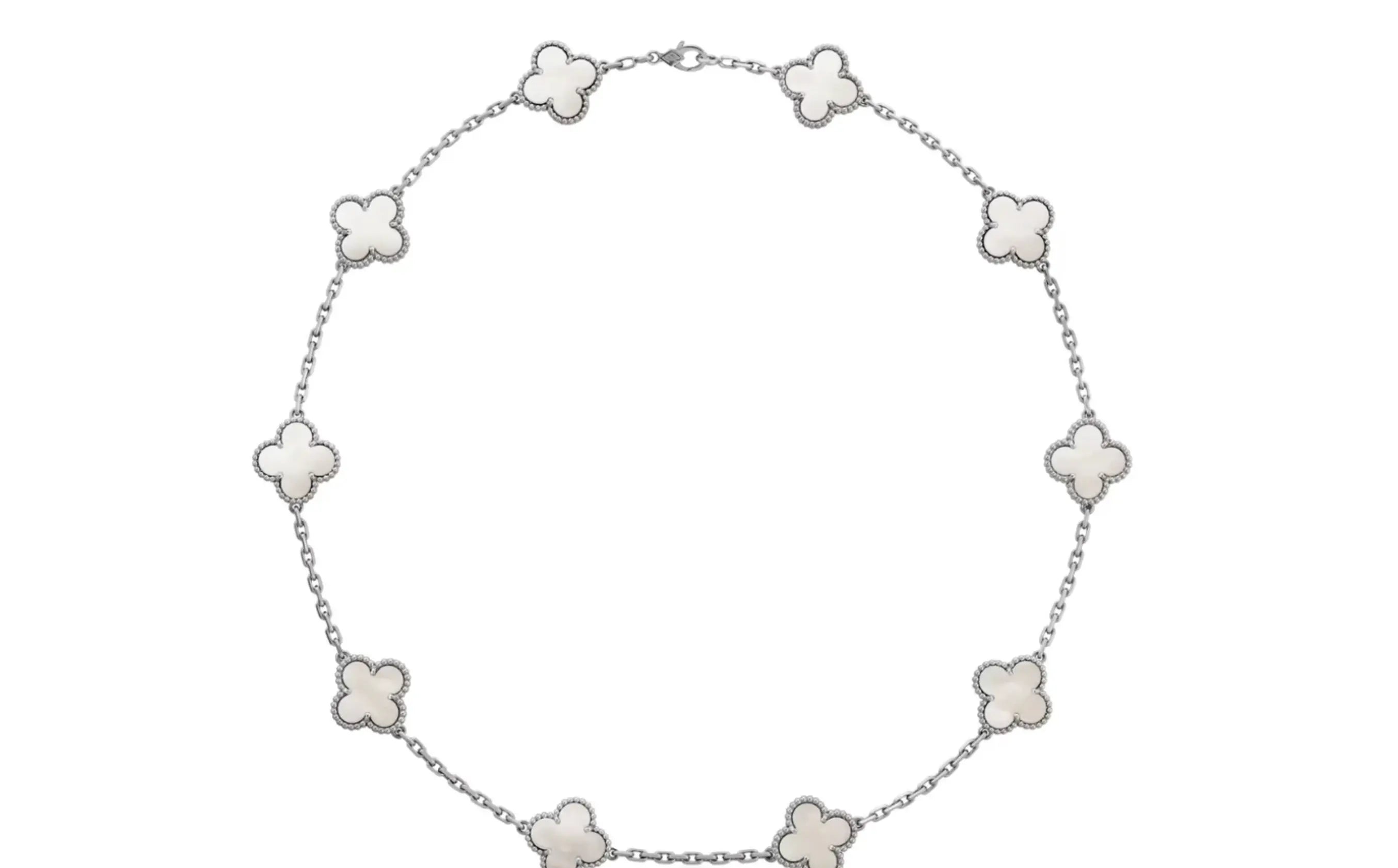 Inspired 10 Clover Necklace MOP White Gold MK Jewellers