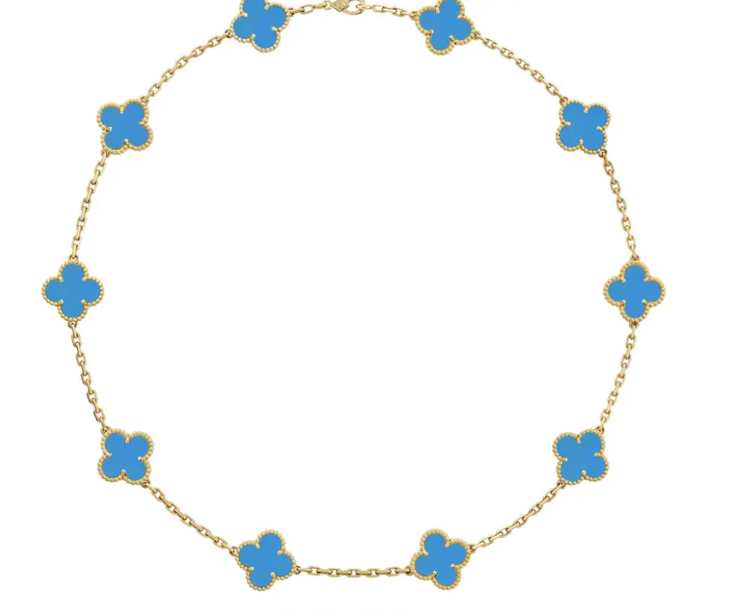 Inspired 10 Clover Necklace Agate Yellow Gold MK Jewellers