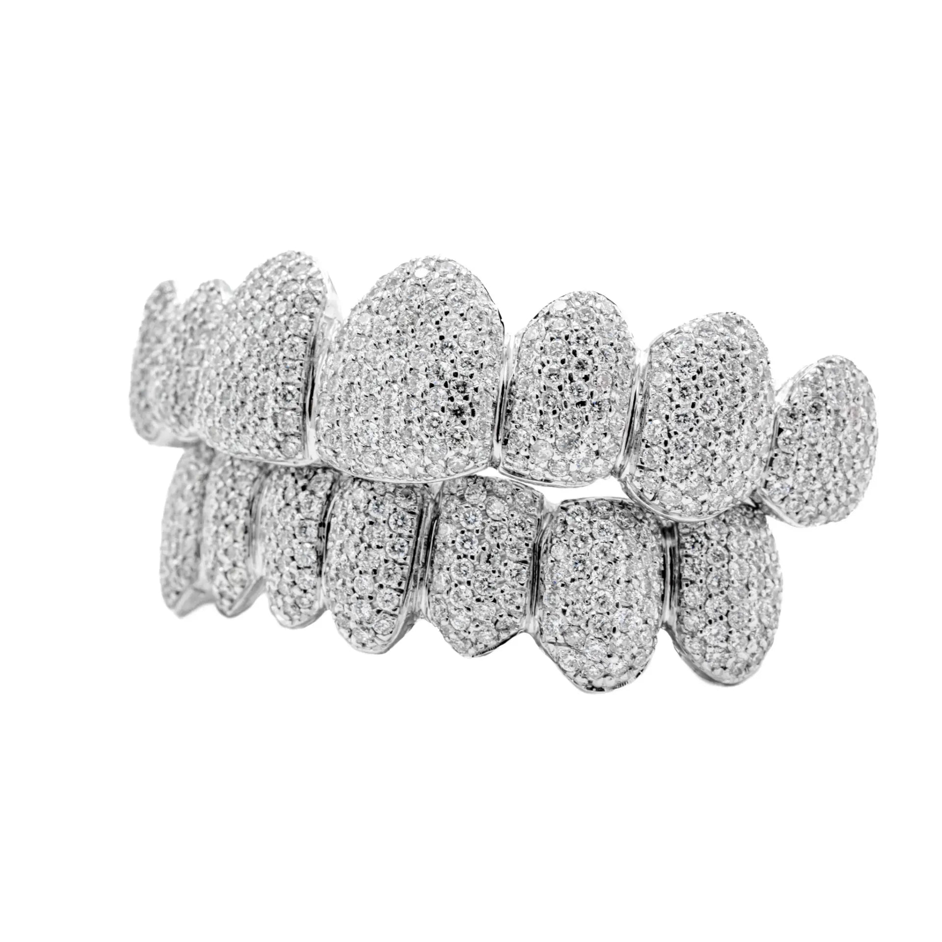 14K White Gold Diamond Grillz