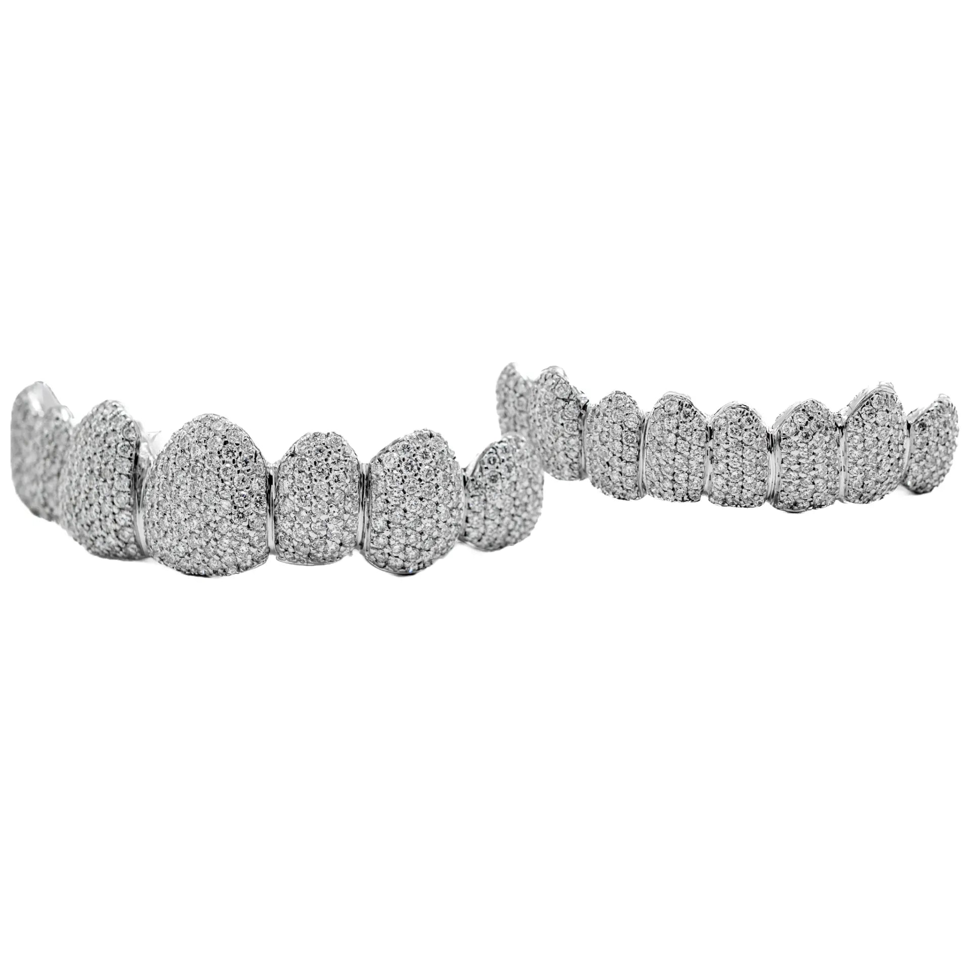 14K White Gold Diamond Grillz