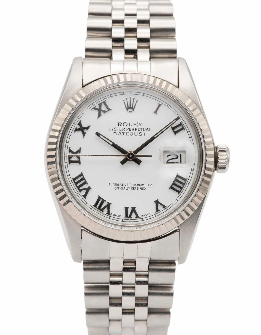 Vintage Rolex Datejust 36mm Steel Jubilee White Dial Automatic 1986 Watch