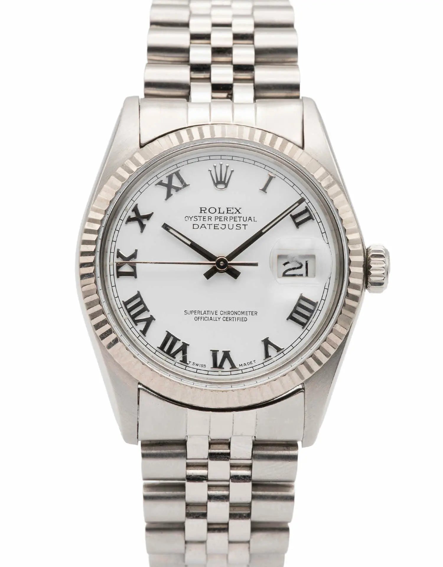 Vintage Rolex Datejust 36mm Steel Jubilee White Dial Automatic 1986 Watch