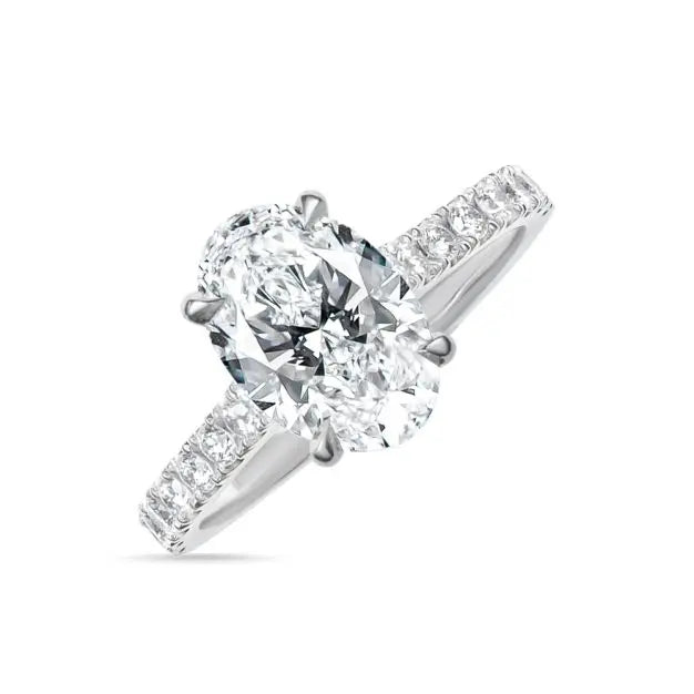 Exquisite Platinum 2.50ct Lab Grown Oval Diamond Solitaire Engagement Ring IGI Certified