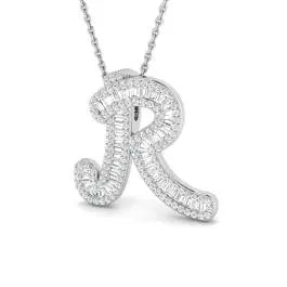 Sparkling 0.54ct Baguette Diamond Initials Pendant in 9k White Gold