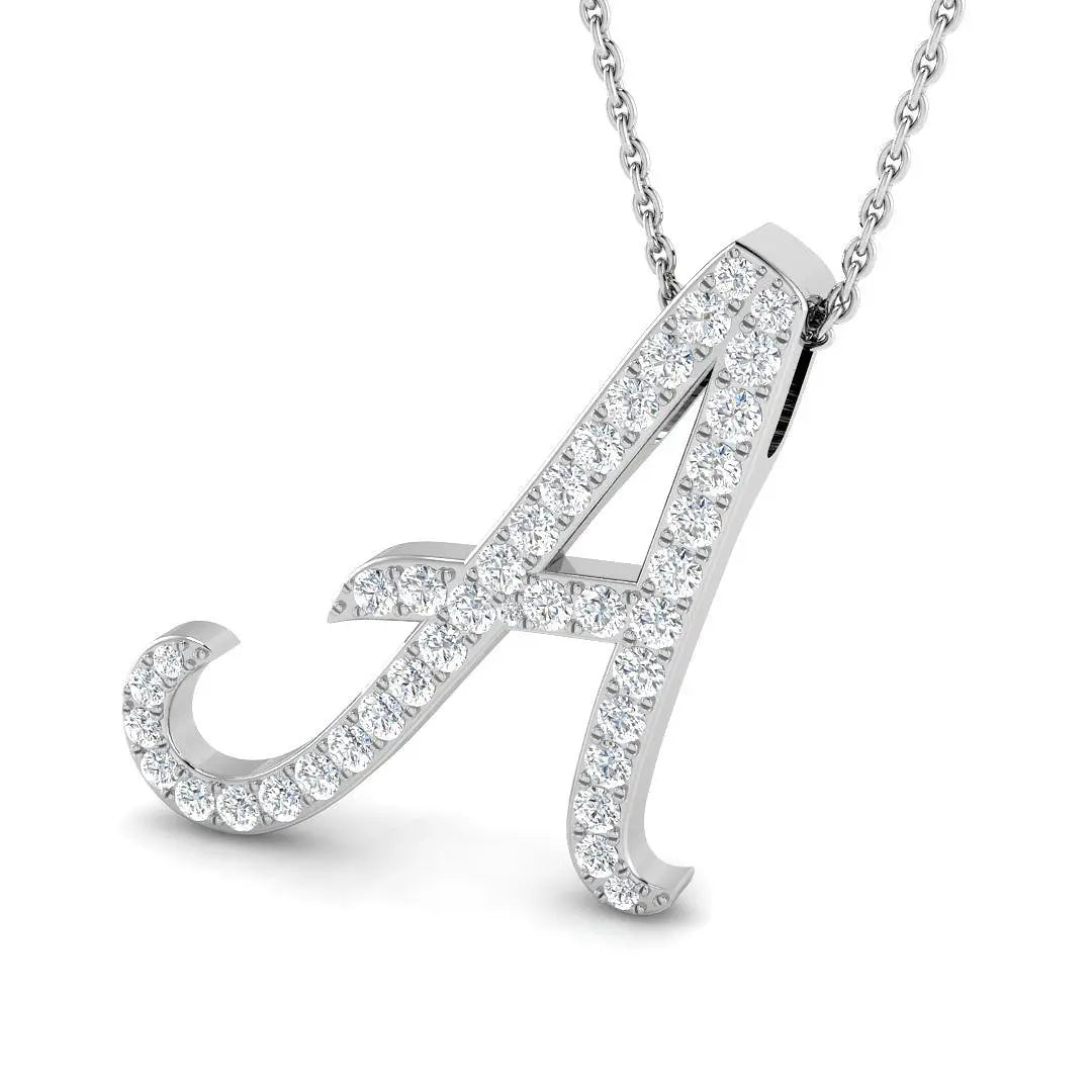 Luxurious 0.64ct SI2/G Round Diamond Initials Pendant in 9k White Gold