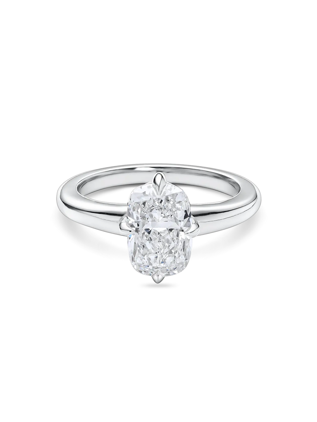 Stunning Lab Grown Cushion Cut Solitaire Engagement Ring with Compass Prongs