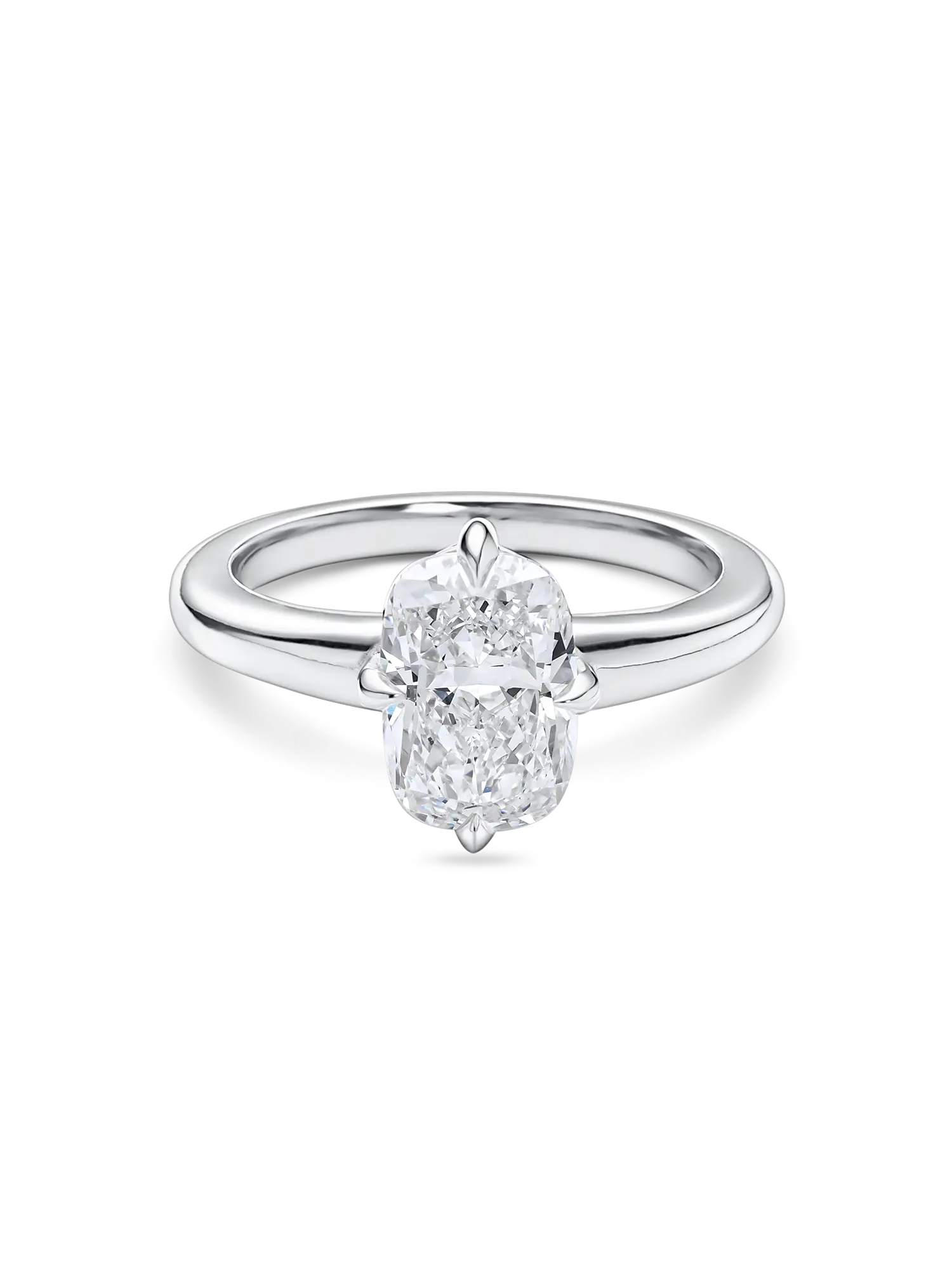 Stunning Lab Grown Cushion Cut Solitaire Engagement Ring with Compass Prongs