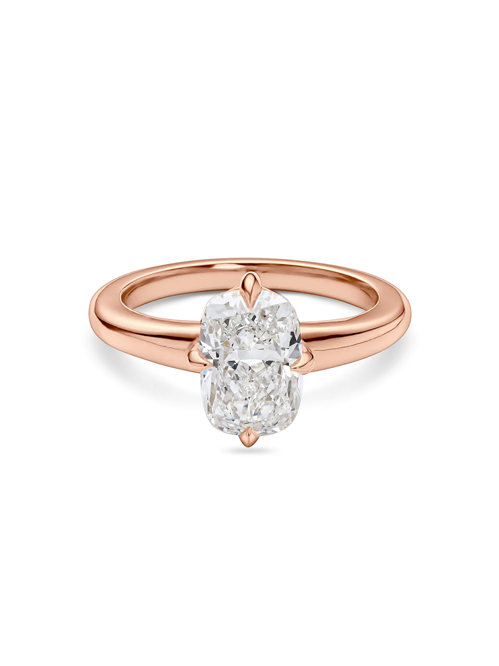 Stunning Lab Grown Cushion Cut Solitaire Engagement Ring with Compass Prongs