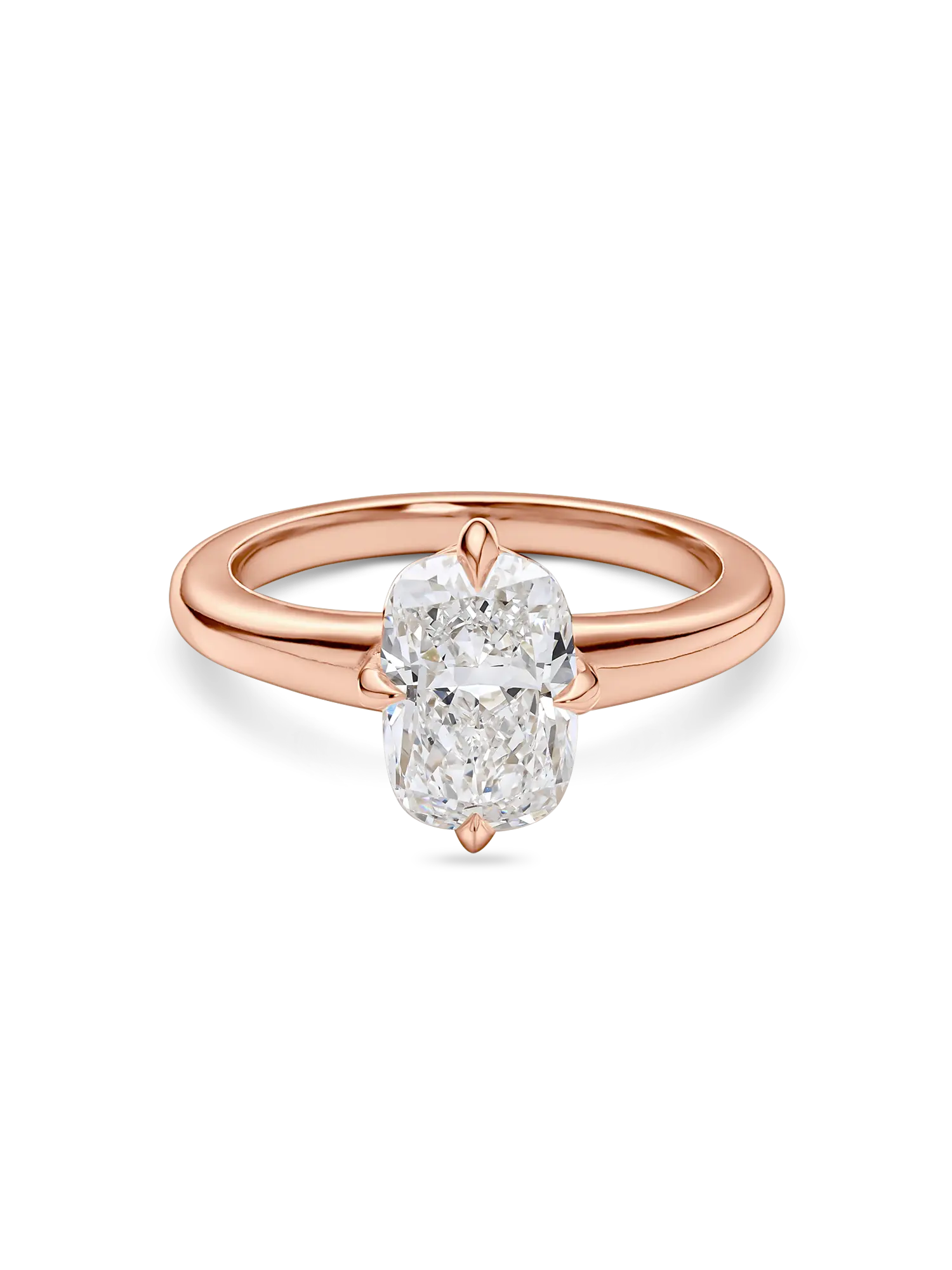 Stunning Lab Grown Cushion Cut Solitaire Engagement Ring with Compass Prongs