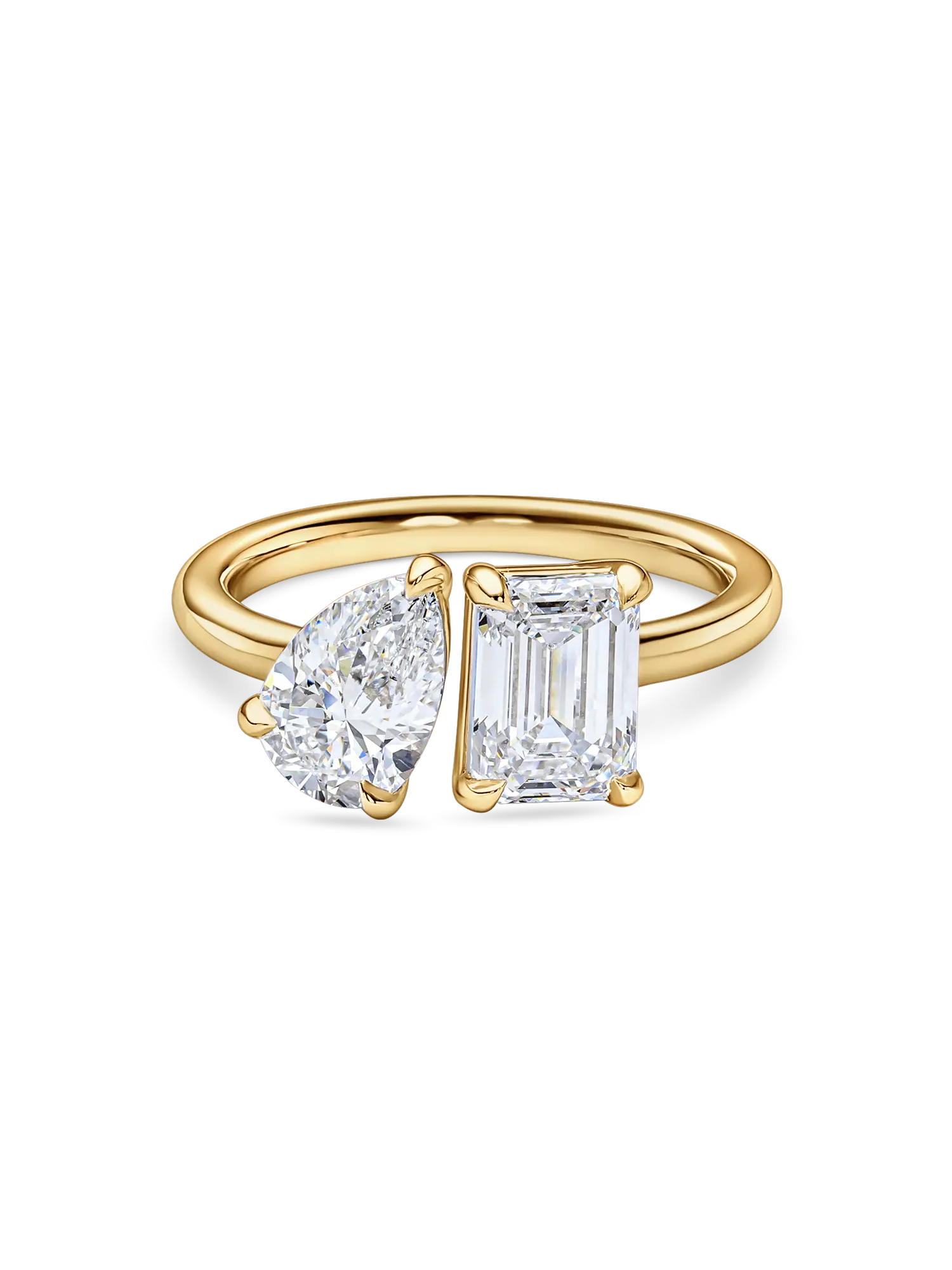 Stunning Toi et Moi Lab Grown Diamond Engagement Ring: Pear & Emerald Cuts