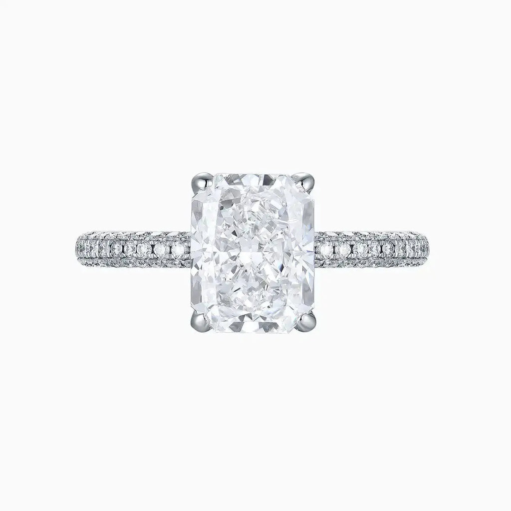 Radiant Platinum 2.27ct Lab Grown Diamond Micropavé Shoulder Engagement Ring