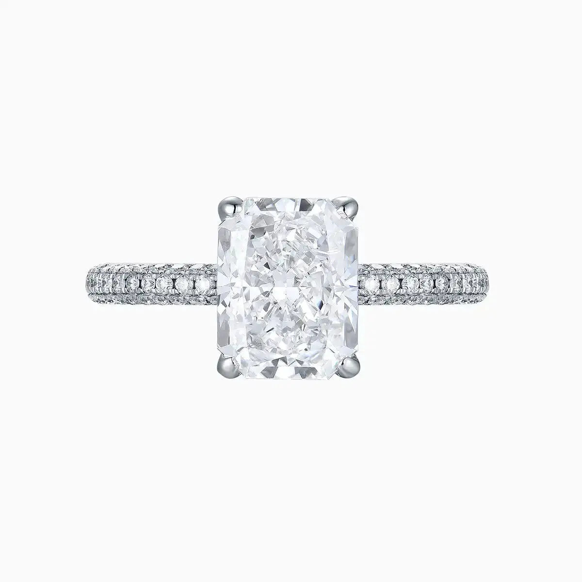 Radiant Platinum 2.27ct Lab Grown Diamond Micropavé Shoulder Engagement Ring
