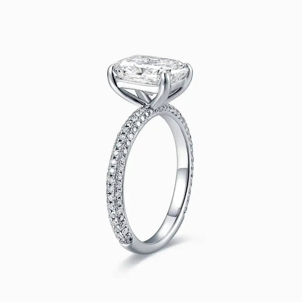 Radiant Platinum 2.27ct Lab Grown Diamond Micropavé Shoulder Engagement Ring