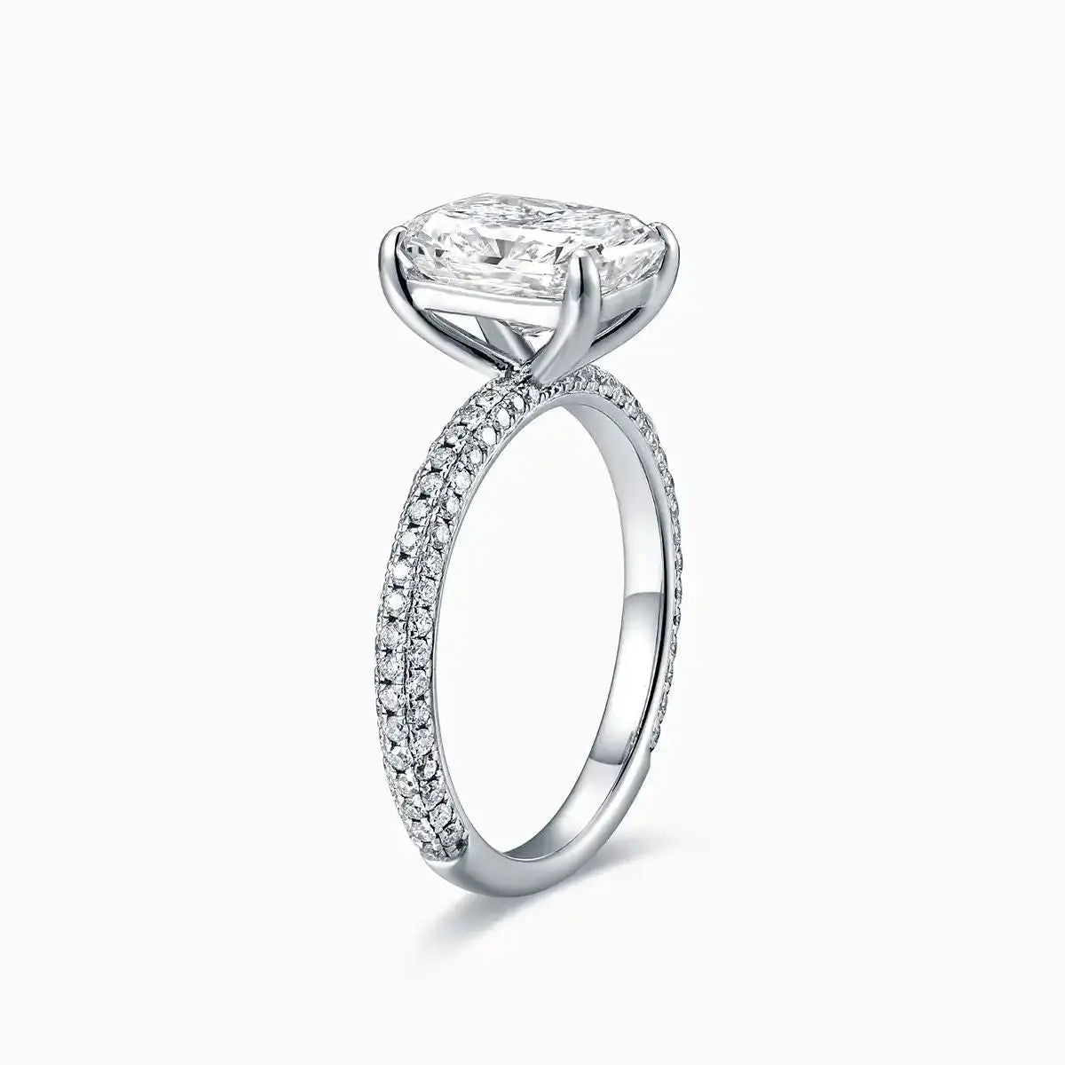 Radiant Platinum 2.27ct Lab Grown Diamond Micropavé Shoulder Engagement Ring