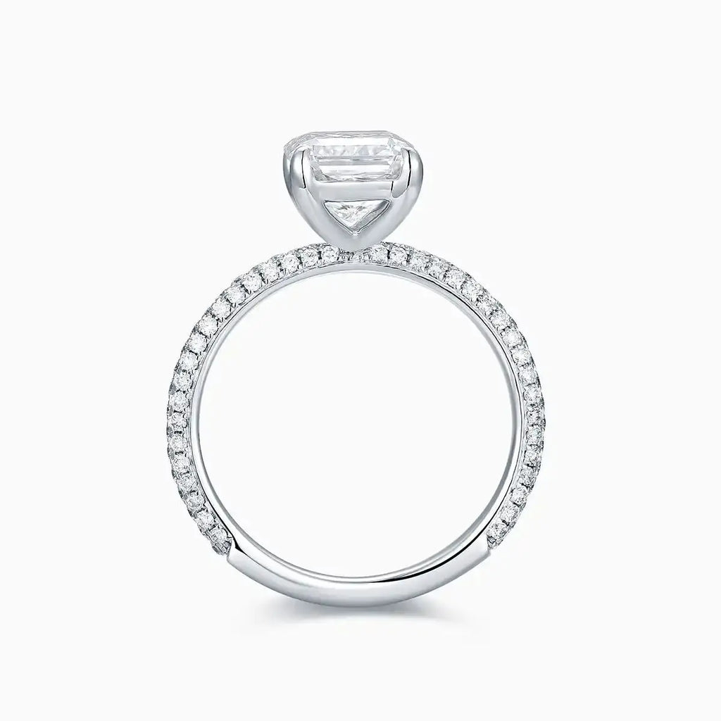 Radiant Platinum 2.27ct Lab Grown Diamond Micropavé Shoulder Engagement Ring