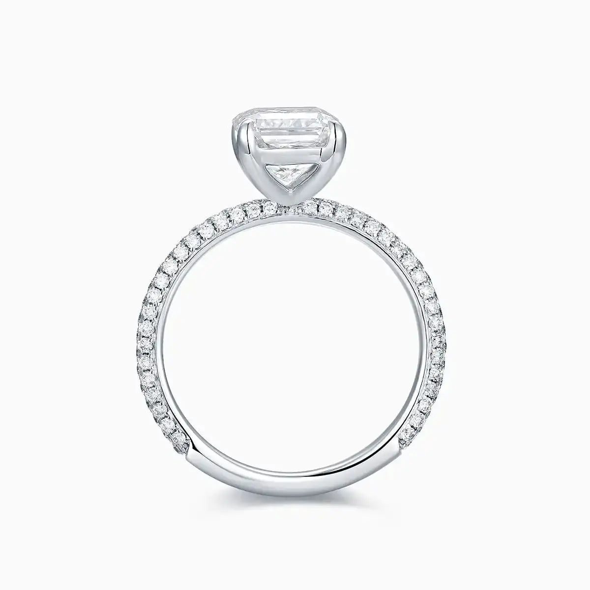 Radiant Platinum 2.27ct Lab Grown Diamond Micropavé Shoulder Engagement Ring