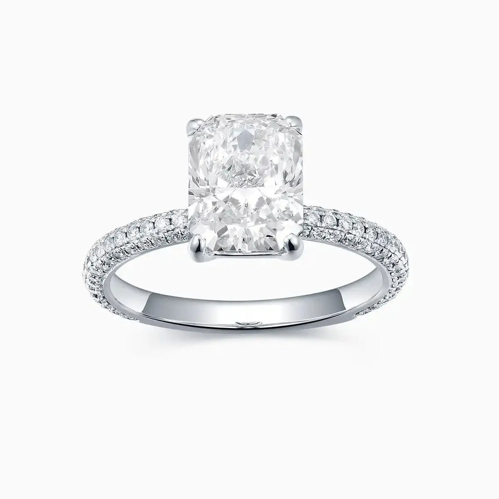 Radiant Platinum 2.27ct Lab Grown Diamond Micropavé Shoulder Engagement Ring