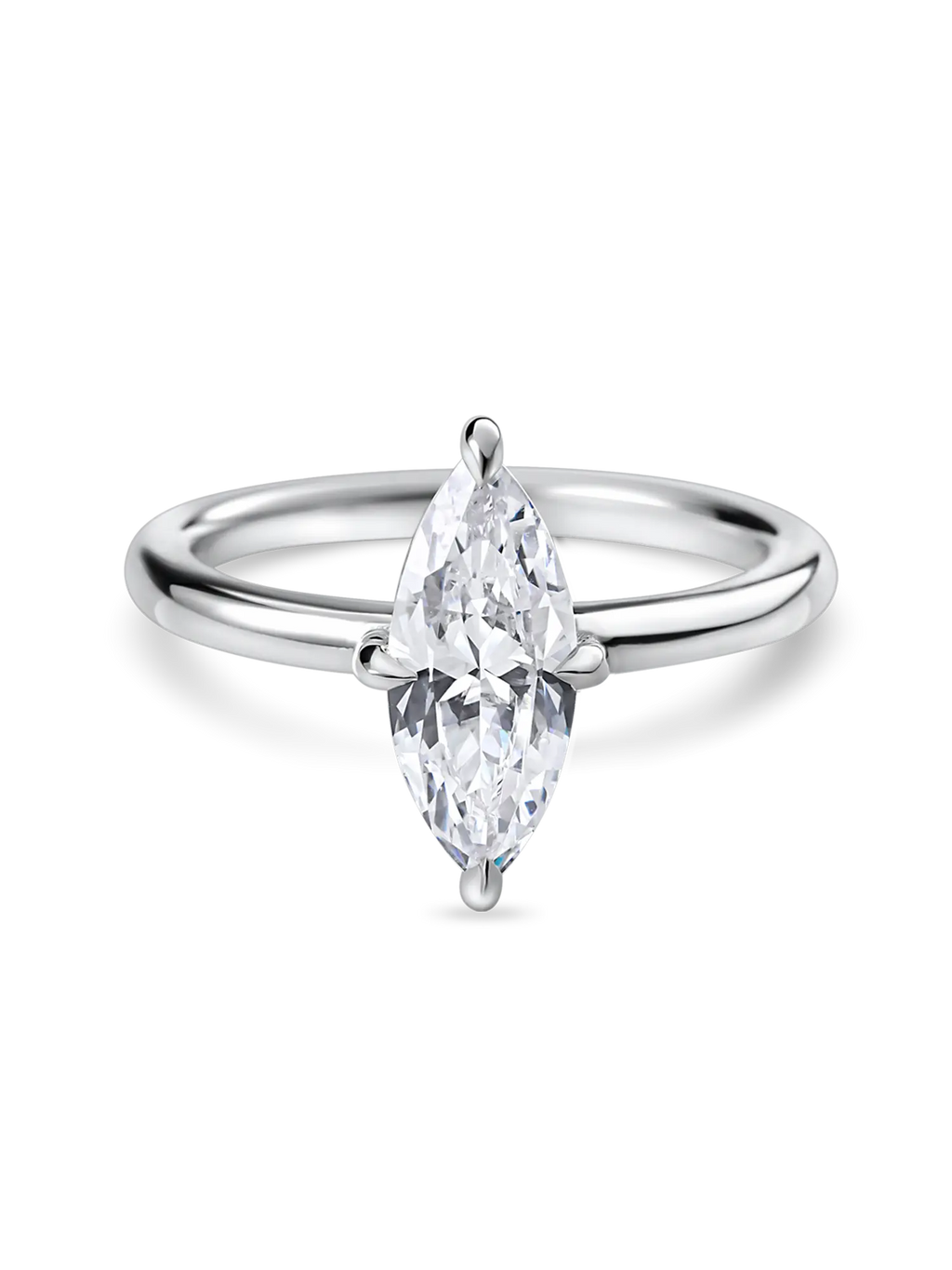 Elegant Lab Grown Marquise Diamond Solitaire Engagement Ring, Compass Prongs, Platinum/Gold